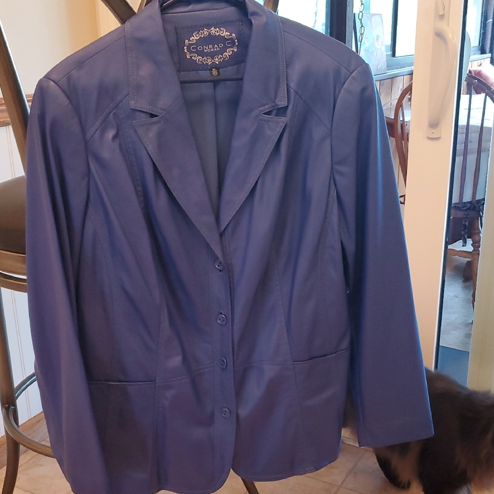 Women's Blue Jacket Faux Leather